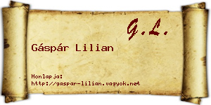 Gáspár Lilian névjegykártya